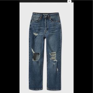 High rise Distressed straight leg jeans